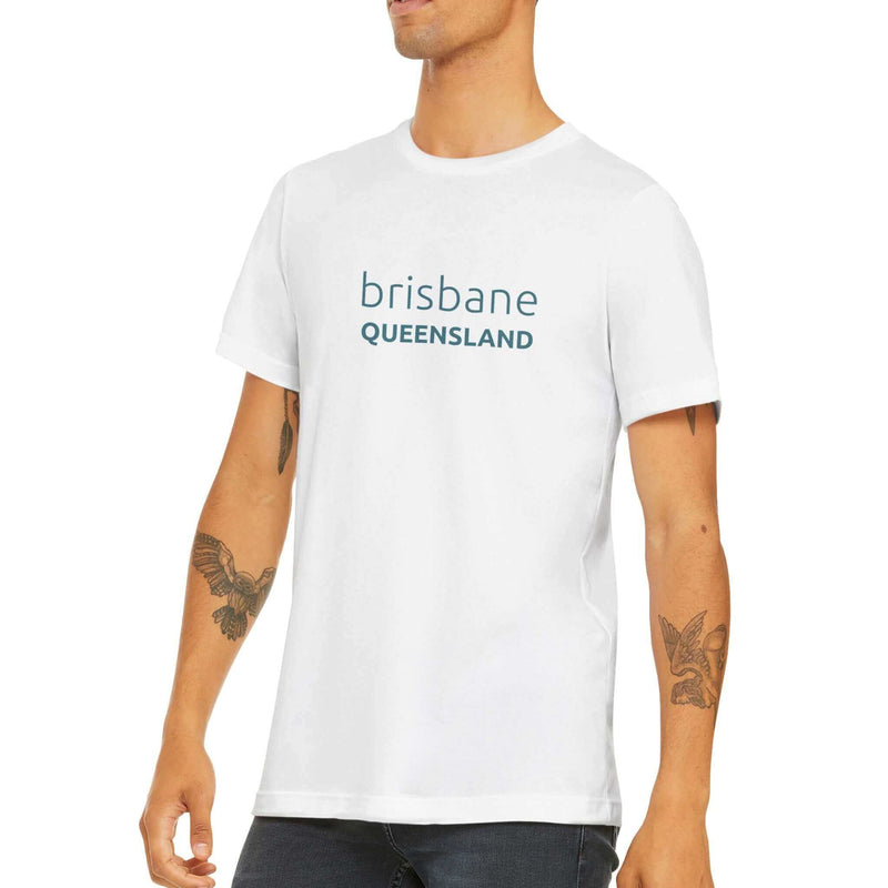 Mens Brisbane Queensland white t shirt - MangoBap