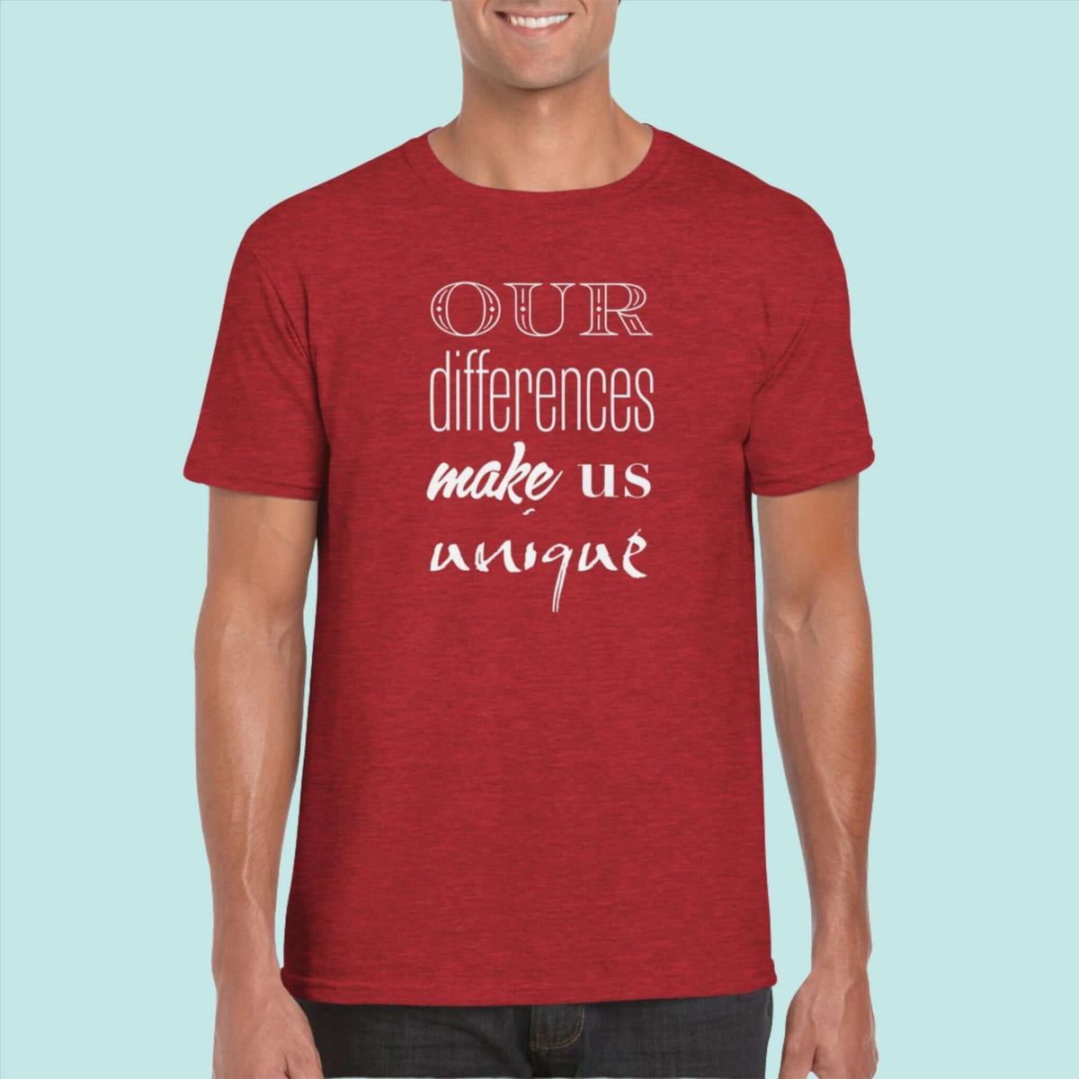 Our Differences Makes Us Unique red heather t shirt - MangoBap