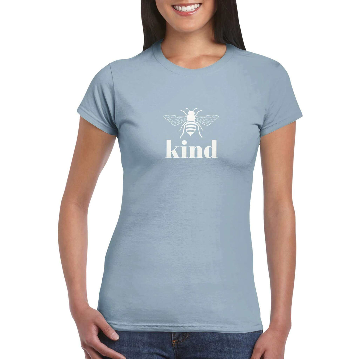 Womens Be Kind light blue t shirt - MangoBap