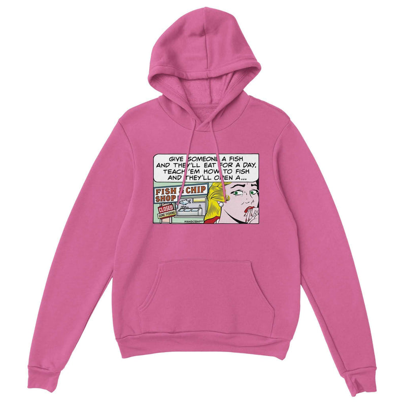 unisex Pop Art Comic Style Hoodie colour Azalea