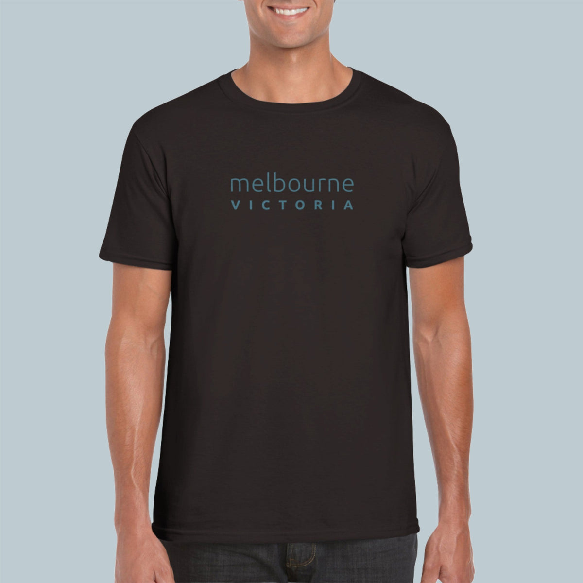 Mens Melbourne Victoria chocolate brown t shirt - MangoBap