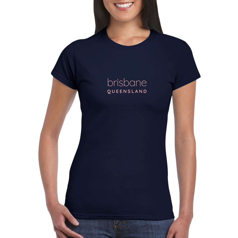 Womens Brisbane Queensland navy t shirt - MangoBap