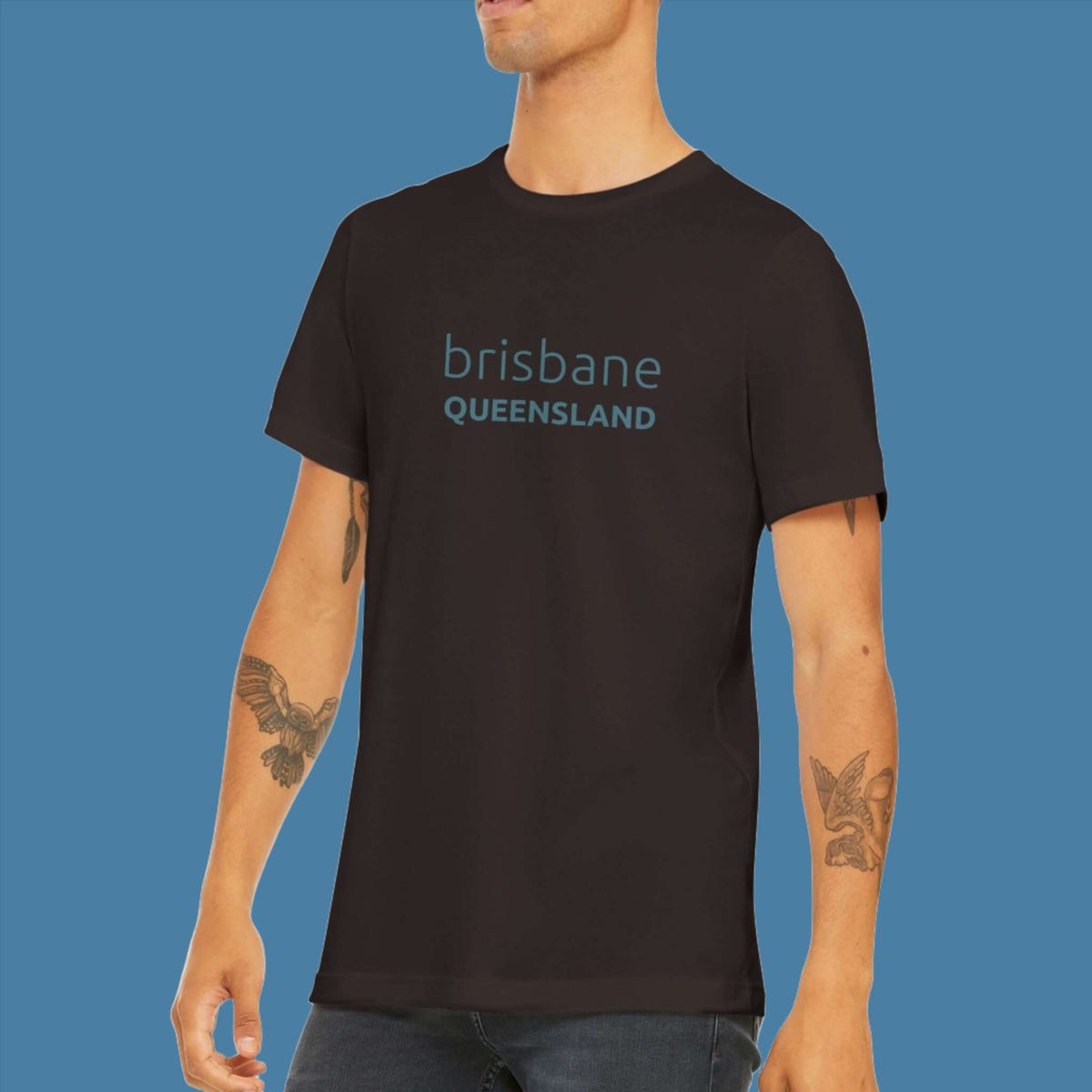 Mens Brisbane Queensland chocolate brown t shirt - MangoBap