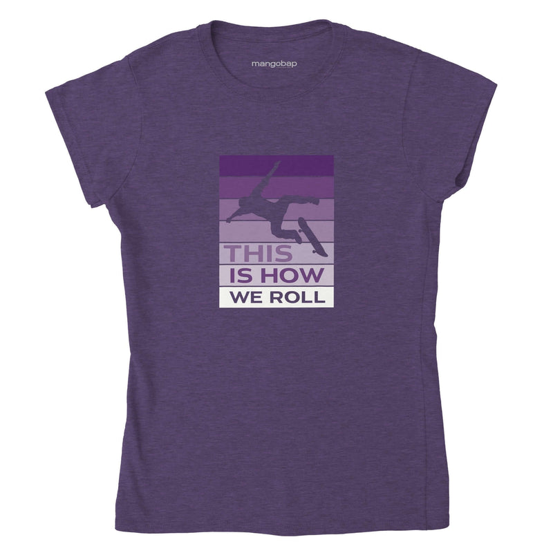 Womens Purple Skate Boarder purple heather t shirt - MangoBap