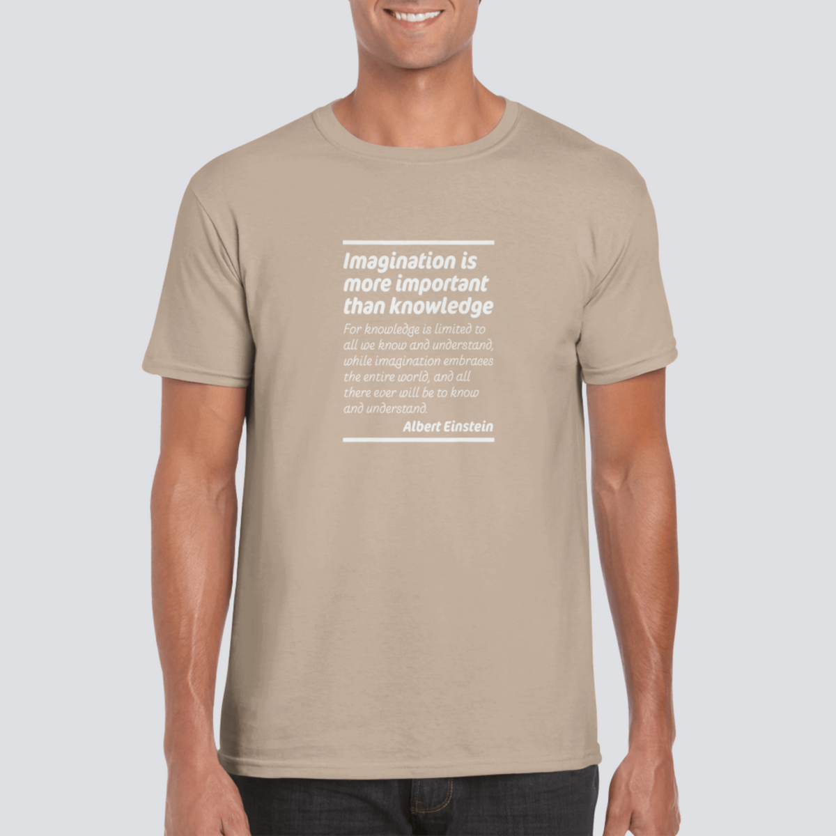 Mens Imagination Is More Important Than Knowledge sand t shirt - MangoBap
