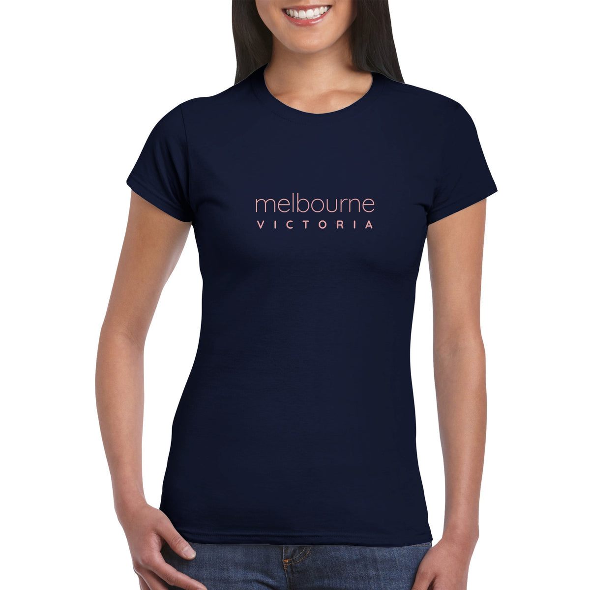 Womens Melbourne Victoria navy t shirt - MangoBap