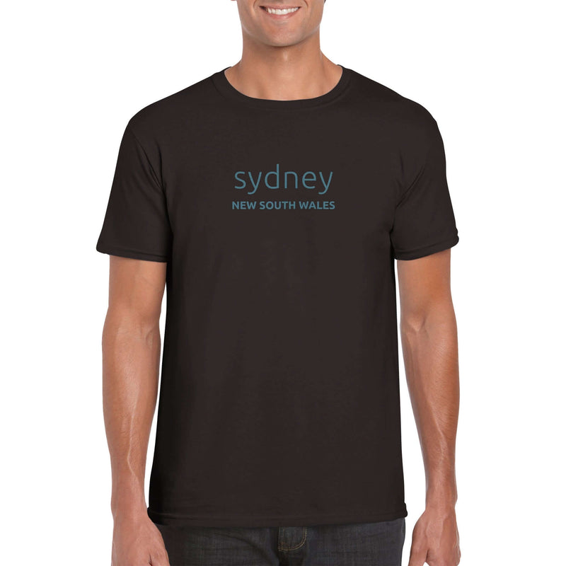 Mens Sydney New South Wales chocolate brown t shirt - MangoBap