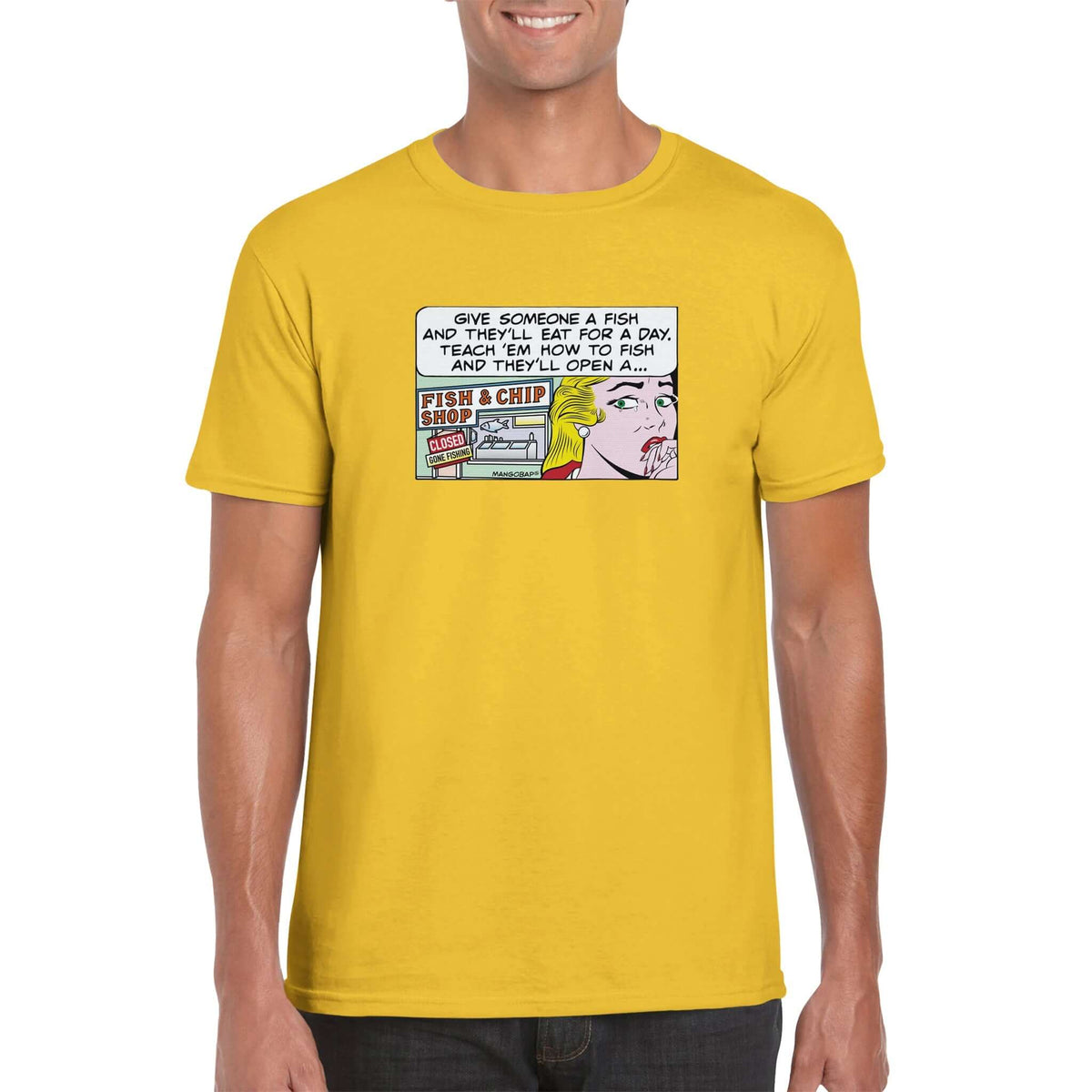 Mens Pop Art Comic Style T Shirt colour Daisy