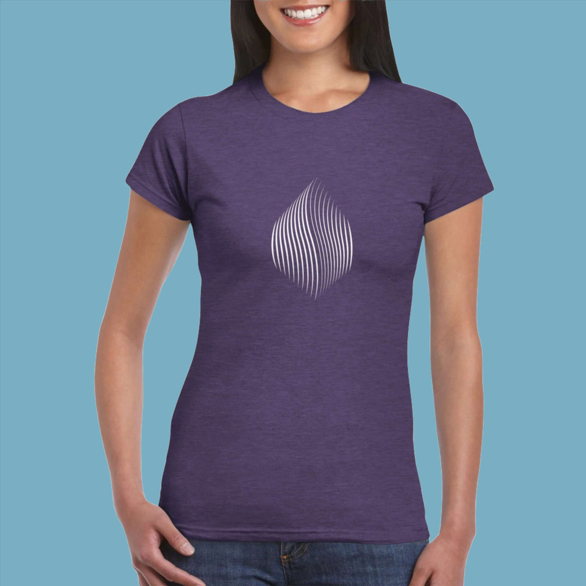 Womens Abstract design T Shirt colour Heather Purple