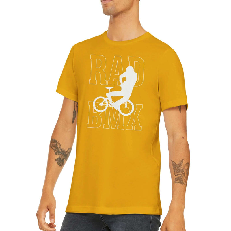 Mens Rad BMX gold t shirt - MangoBap