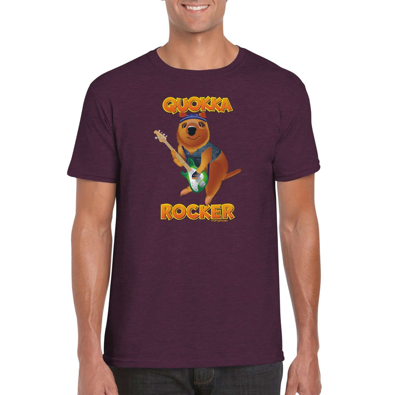 Mens Quokka Rocker maroon heather t shirt - MangoBap