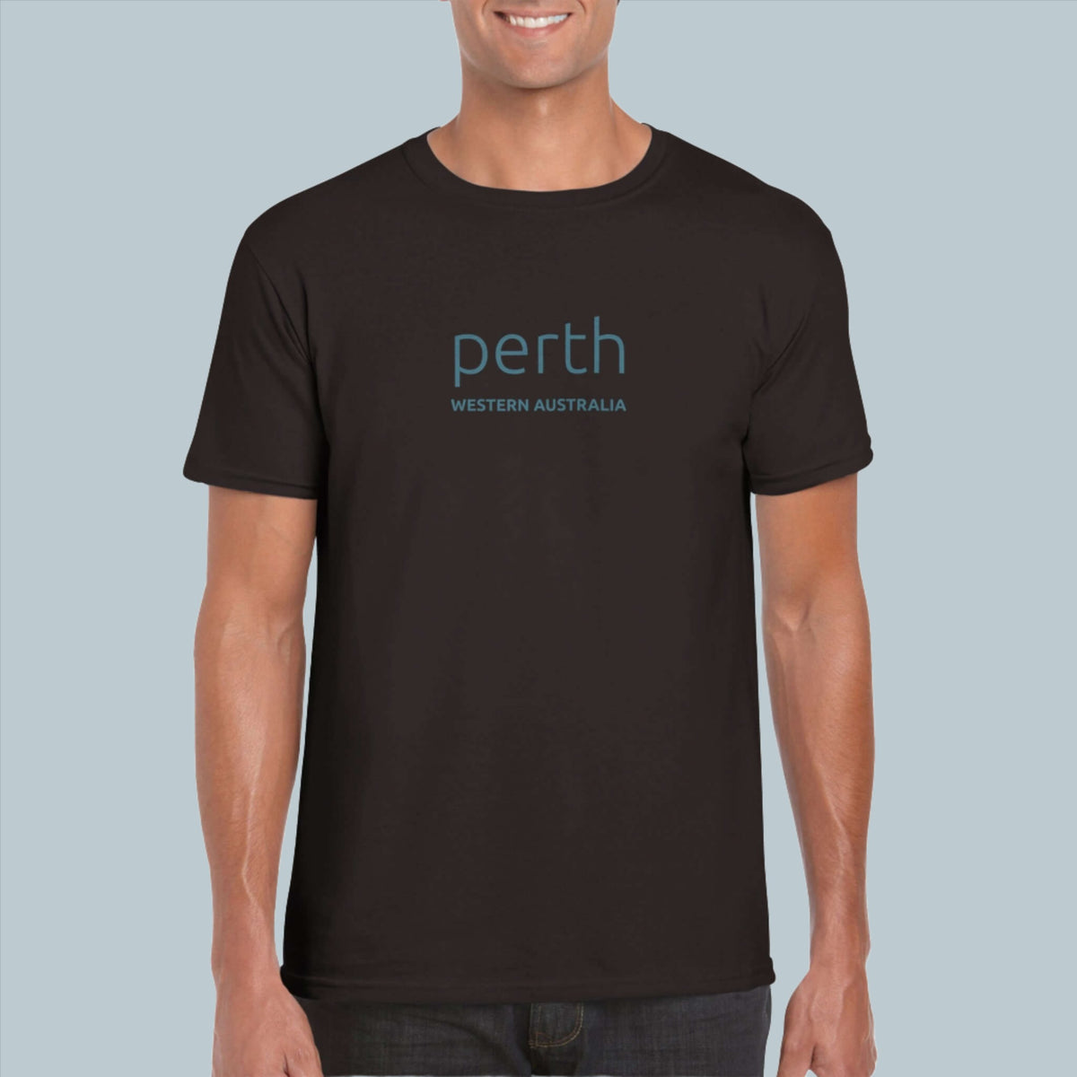 Mens Perth Western Australia chocolate brown t shirt - MangoBap