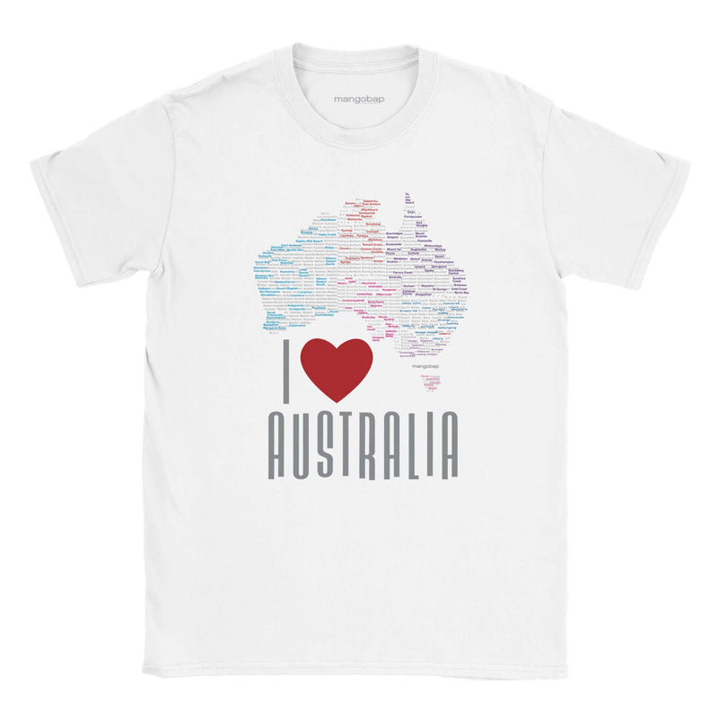 Mens I Love Australia white t shirt - MangoBap