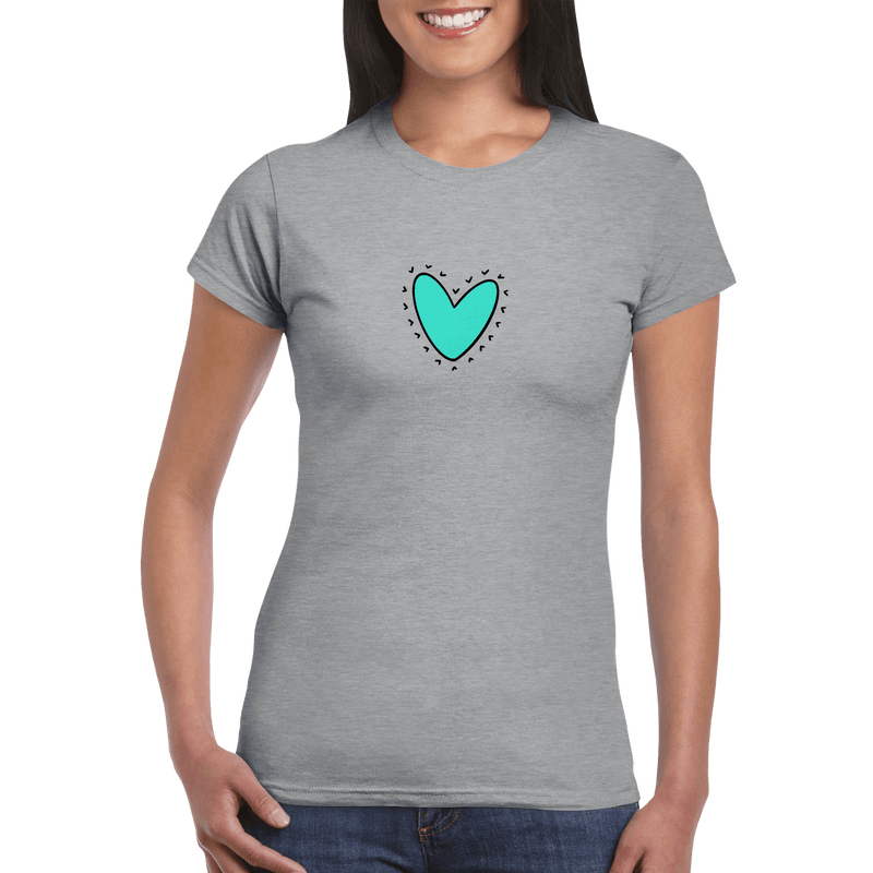 Womens Love Heart grey t shirt - MangoBap