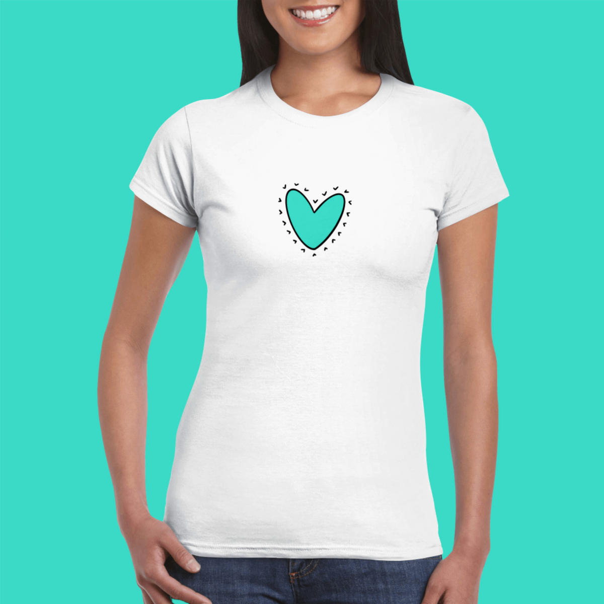 Womens Love Heart white t shirt - MangoBap